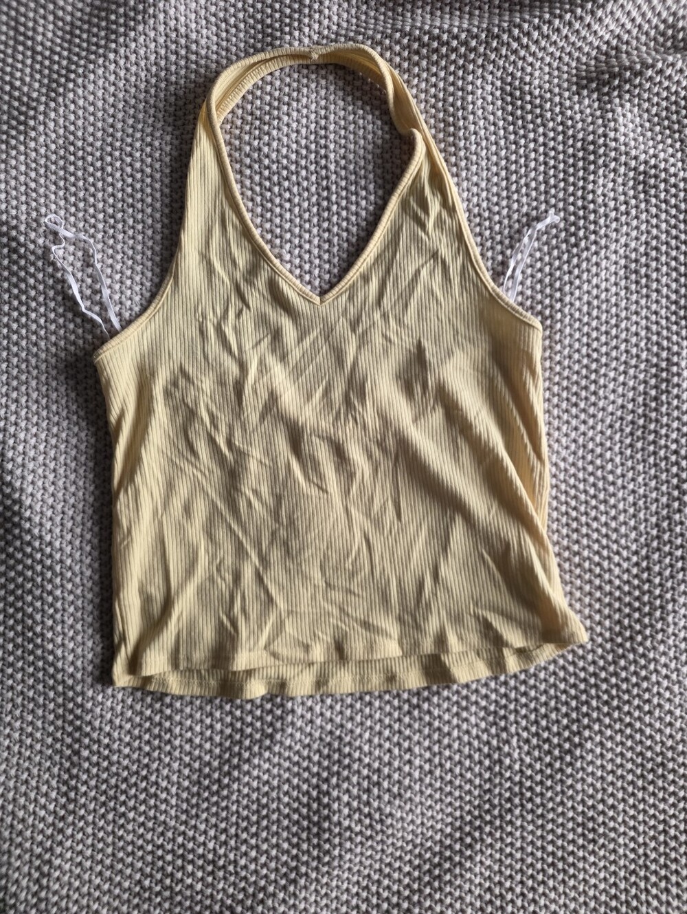 American Eagle Outfitters Light Yellow Ribbed V-Neck Tank